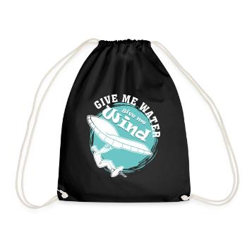 Foilboard Wing Foiling Winging - Drawstring Bag - black - Front