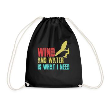 Winging Foilboard Wing Foiling - Drawstring Bag - black - Front