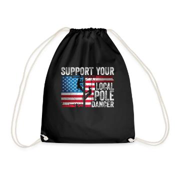 American Lineman Powerline Worker Design - Drawstring Bag - black - Front