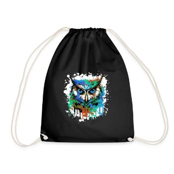 Portrait de tête de hibou coloré - Sac de sport léger - noir - Devant
