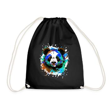 Panda Kopf Porträt Bunt - Turnbeutel - Schwarz - Vorne