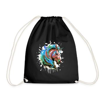 Portrait De Tête De Licorne Coloré - Sac de sport léger - noir - Devant