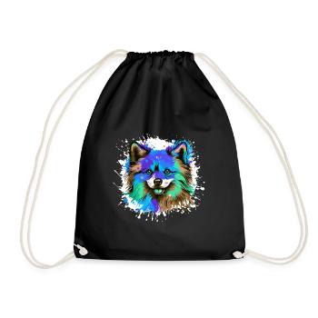 Pomeranian Dog Head Portrait Colorful - Drawstring Bag - black - Front
