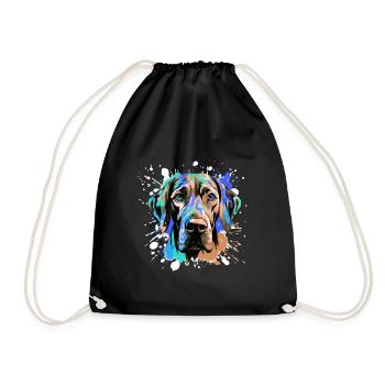Great Dane Dog Head Portrait Colorful - Drawstring Bag - black - Front