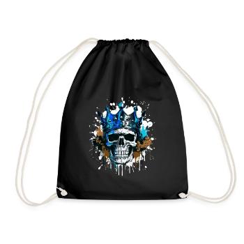 Totenkopf König Krone Skelett Bunt - Turnbeutel - Schwarz - Vorne