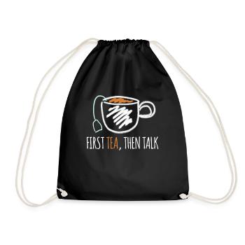 Teapot Tea Cup Tea Mug Tea Bag - Drawstring Bag - black - Front