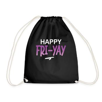 Happy Fri Yay Teacher Weekend Funny Meme - Drawstring Bag - black - Front