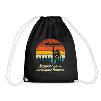 American Lineman Powerline Worker Design - Drawstring Bag - black - Front