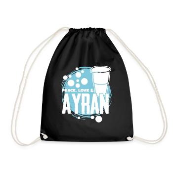 Peace, love and Ayran - Turnbeutel - Schwarz - Vorne