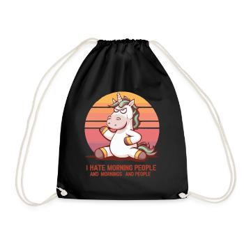 I hate Morning People Unicorn - Drawstring Bag - black - Front
