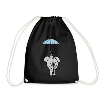 Elephant with Umbrella Elephants - Turnbeutel - Schwarz - Vorne