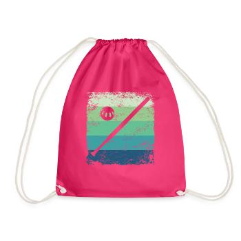 Wiffleball Club Retro Pickleball Team - Drawstring Bag - fuchsia - Front