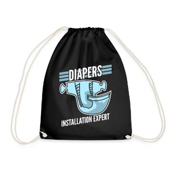 Diapers Baby Babies Parents - Drawstring Bag - black - Front