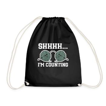 Knitting Crochet - Drawstring Bag - black - Front