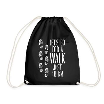 Hiking Walk Walking Hike - Drawstring Bag - black - Front