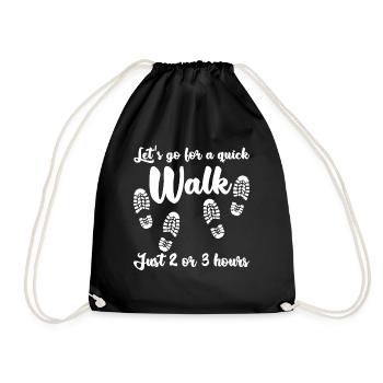 Hiking Outdoor Walk Walking Hike - Drawstring Bag - black - Front