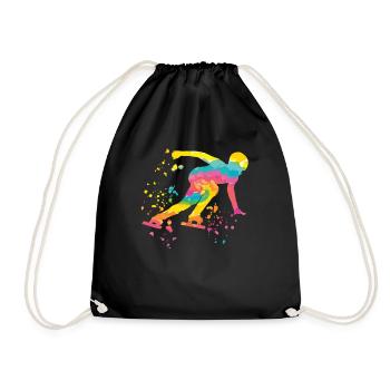 Eisschnellläufer Sportlerin Eisschnelllauf - Turnbeutel - Schwarz - Vorne