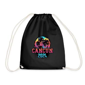 Cancun 2024 Team Palm Trees Multicolored - Drawstring Bag - black - Front