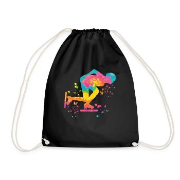 Speed skater Sportswoman Speed Skating - Drawstring Bag - black - Front