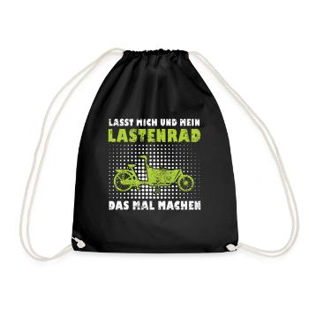 Cargo Bike Retro Cargo Bike Cargobike - Drawstring Bag - black - Front