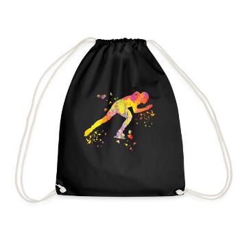 Eisschnellläufer Sportlerin Eisschnelllauf - Turnbeutel - Schwarz - Vorne