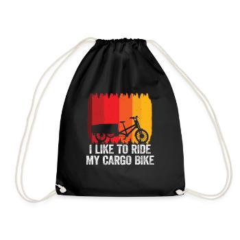 I like to ride my Cargo-bike Cargobike - Drawstring Bag - black - Front