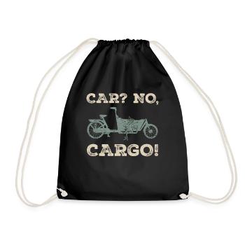 Car No Cargo Bicycle Cargobike - Drawstring Bag - black - Front