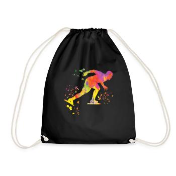 Eisschnellläufer Sportlerin Eisschnelllauf - Turnbeutel - Schwarz - Vorne