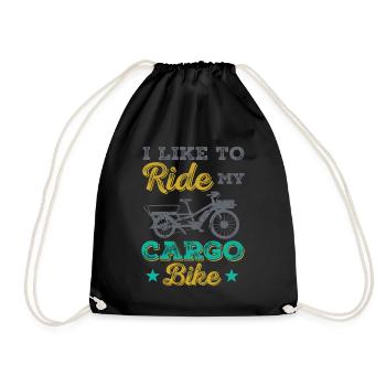 I like to ride my Cargo-bike Cargobike - Drawstring Bag - black - Front