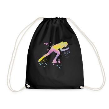 Eisschnellläufer Sportlerin Eisschnelllauf - Turnbeutel - Schwarz - Vorne