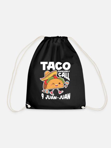 Lustiges Taco - Turnbeutel - Schwarz