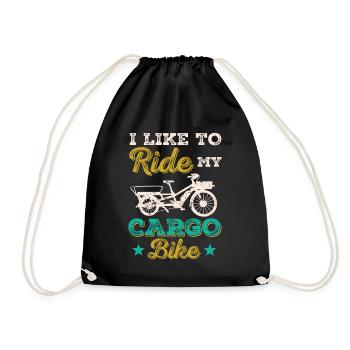I like to ride my Cargo-bike Cargobike - Drawstring Bag - black - Front