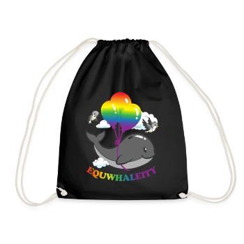 Equwhaleity Whale Social Equality - Drawstring Bag - black - Front