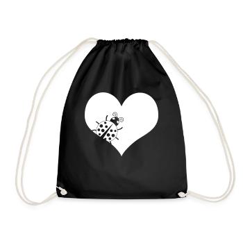 Ladybug Heart Ladybugs - Drawstring Bag - black - Front
