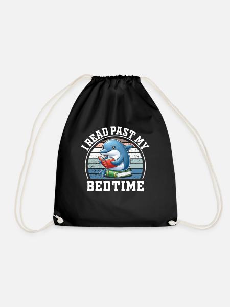 Ich Lese Nach Der Schlafenszeit Lesen Delfin - Turnbeutel - Schwarz
