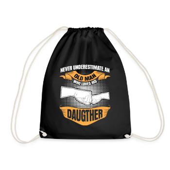 Dad Father Daughter Daughters - Drawstring Bag - black - Front