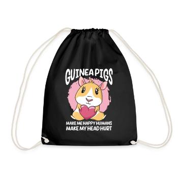 Guinea Pig Pet - Drawstring Bag - black - Front