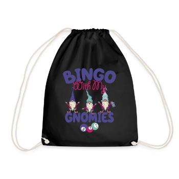 Bingo Mit Meinen Gnomies Lustiges Bingo - Turnbeutel - Schwarz - Vorne