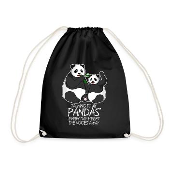 Panda Bear Funny Pandas - Drawstring Bag - black - Front