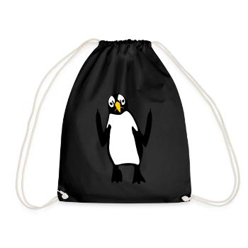 Grumpy Penguins Middle Finger Penguin - Drawstring Bag - black - Front