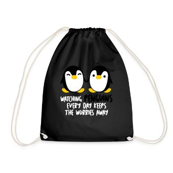 Penguins - Drawstring Bag - black - Front