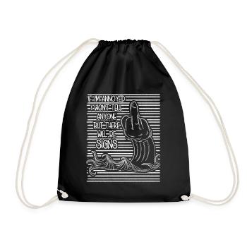 Middle Finger Wave Misanthrope Sarcasm - Drawstring Bag - black - Front
