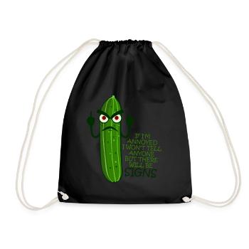 Grumpy Cucumber Middle Finger - Drawstring Bag - black - Front