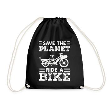 Save The Planet Cargo Bike Cargo Bike - Drawstring Bag - black - Front