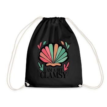Clam Seashells Sea Shell Clams - Drawstring Bag - black - Front