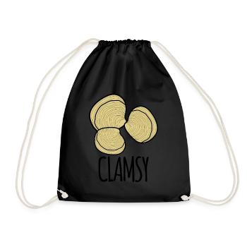 Seashells Sea Shell Clams Clam Clumsy - Drawstring Bag - black - Front