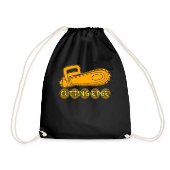 Chain Saw Chainsaw Cutting Wood - Drawstring Bag - black - Front