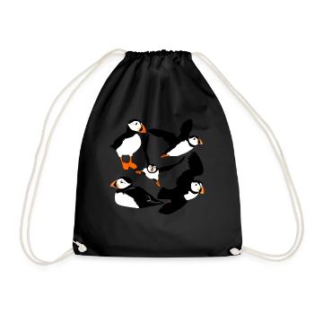 Puffin Flying Puffins - Drawstring Bag - black - Front