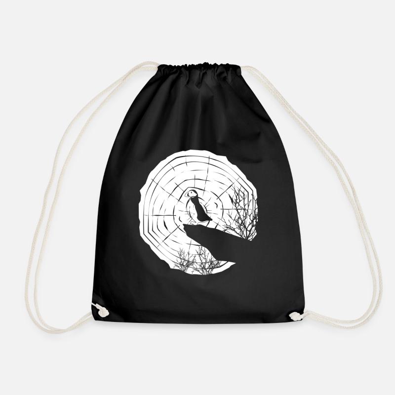 Puffins Moon Puffin - Drawstring Bag - black