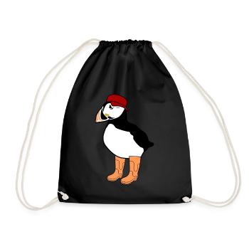 Puffin with Rain Boots Puffins - Drawstring Bag - black - Front